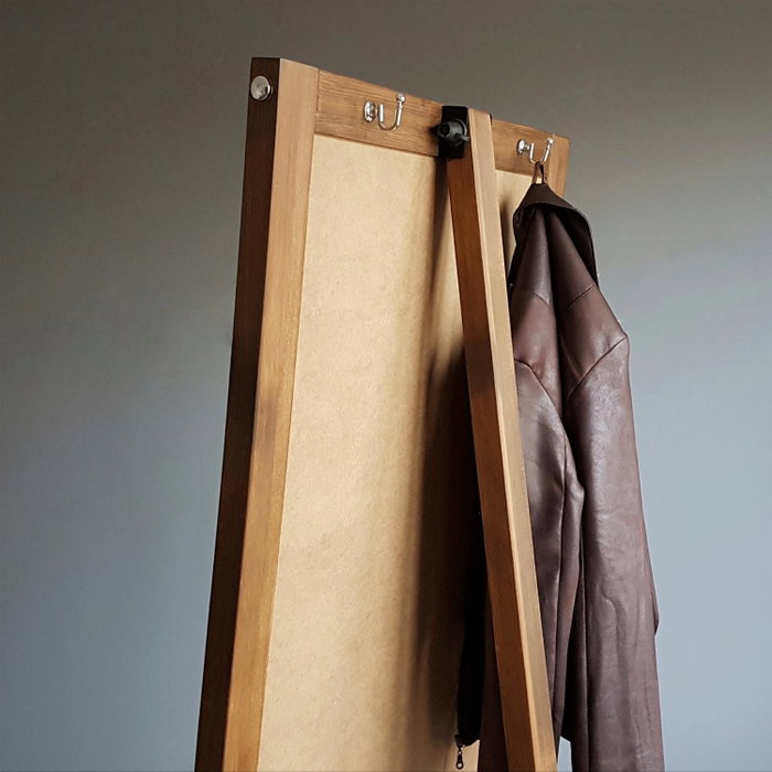 Hanah Home A43 Espejo Cheval de Madera Maciza de Pino, Nogal, 55x170 cm